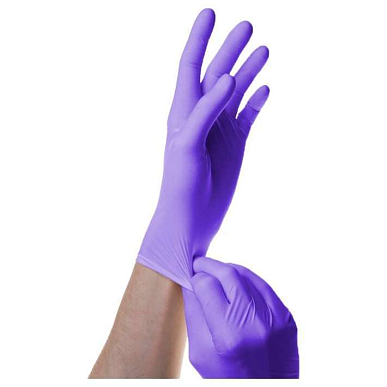 Перчатки нитриловые смотровые нестерильные неопудр. текстур. р.8-9 (L) пара (фиолетово-голубые)