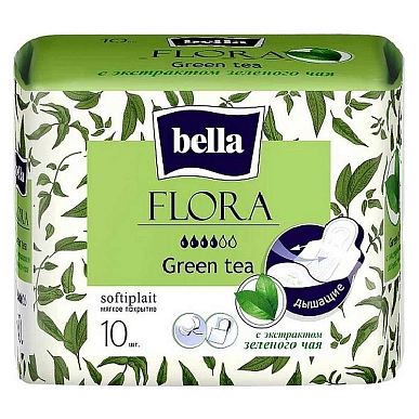 Прокладки &quot;Bella&quot; Flora Green tea (с экстрактом зеленого чая) 10 шт. (Арт. 5840)