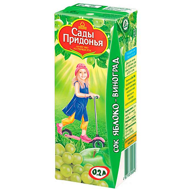 Сок Сады Придонья яблочно-виноградный 200 мл с 6 мес.