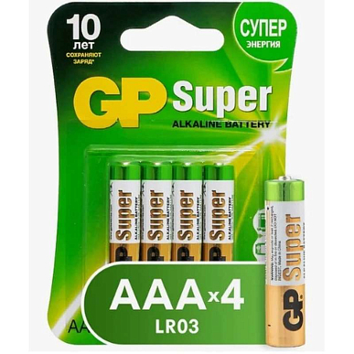 Батарейка ААA GP Super Alkaline LR03 4BL (Арт. 7192) 4 шт.