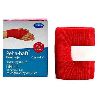 Бинт Пауль Хартманн Peha-Haft (Пеха-хафт) 4 м х 6 см самофиксирующийся эластичный красный