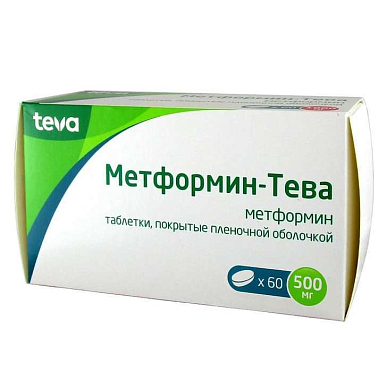 Метформин-Тева таб. покрытые пленочной об. 500 мг №60