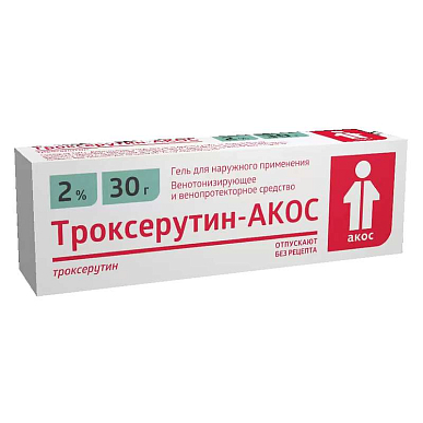 Троксерутин-Акос гель для наружного применения 2% 30г