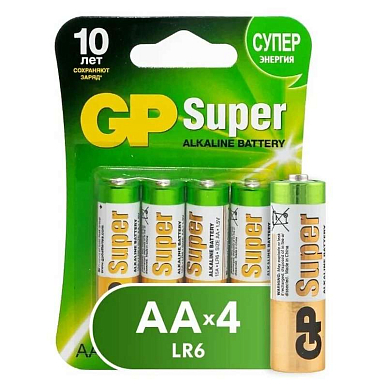 Батарейка АА GP Super Alkaline LR6 4BL (Арт. 7161) 4 шт.