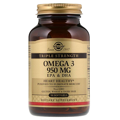 Солгар Тройная Омега-3 950 мг капсулы №50 БАД