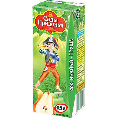 Сок Сады Придонья яблоко-груша с мякотью 200 мл с 5 мес.