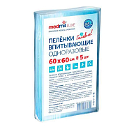Пеленка одноразовая впитывающая Медмил Люкс 60х60 см 5 шт. ГЕЛЕВАЯ (с суперабсорбентом)