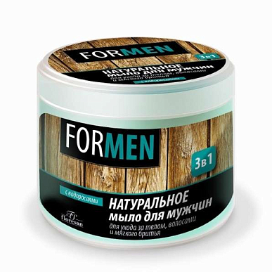 Флоресан Натуральное мыло для мужчин FOR MEN 3 в 1 450 г для тела, волос, бритья с водорослями