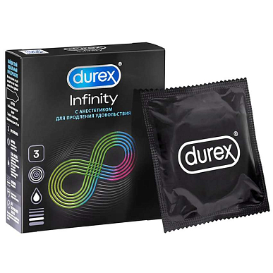 Презервативы Durex (Дюрекс) Infinity 3 шт. (гладкие с анестетиком)