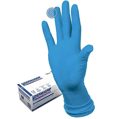 Перчатки DERMAGRIP High Risk смотр. н/ст. повыш.прочн. с удл.манж. N 6-7 (S) пара синие