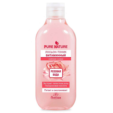 Флоресан Пьюр Нэчурал (Pure Nature) лосьон-тоник &quot;Витаминный&quot; Розовая вода 300мл (Ф634)
