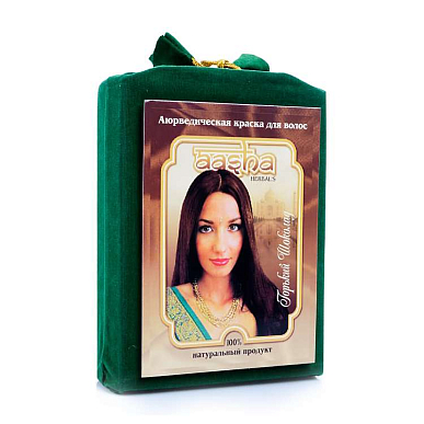 Ааша (Aasha) аюрведическая краска для волос Горький шоколад 100 г