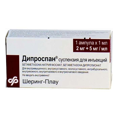 Дипроспан суспензия для инъекций амп. 2 мг+5 мг/мл 1 мл №1